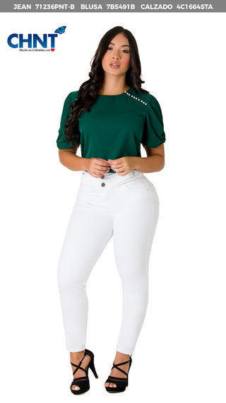 Blusa Con Mangas Englobadas Y Detalles En Perlas 7B5491B - Verde