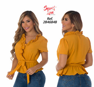 Blusa Manga Corta 2B4684B - Mostaza