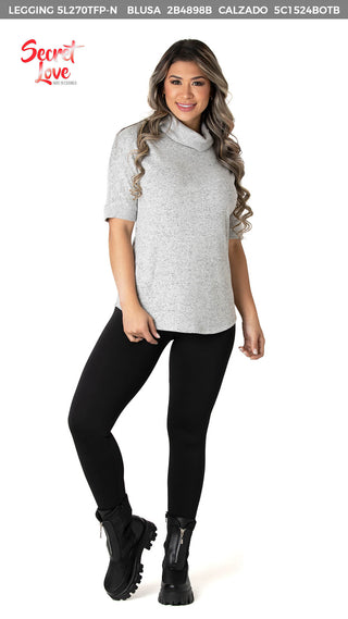 Blusa Cuello Alto Con Botones Posteriores 2B4898B - Gris
