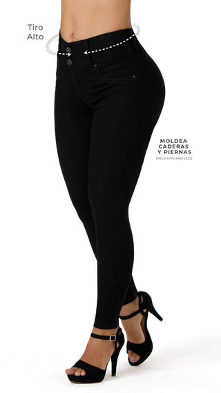 Isaias Jeans Skinny Levanta Cola Tiro Alto 4999P-N - Negro