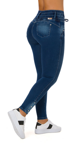 Izayah Jeans Skinny Levanta Cola Tiro Alto 52363PET-B - Azul Oscuro
