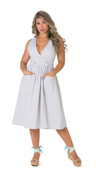 Vestido Con Escote En V 2V5134MD - Gris Claro