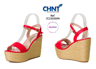  Sandalia Plataforma Yute Color Temporada 7C1593SPA - Rojo
