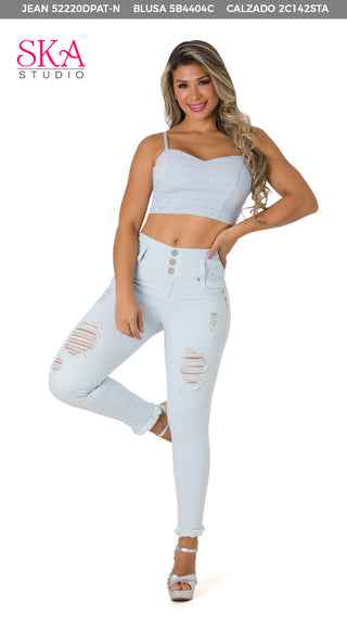  Crop Top  Con Apliques 5B4404C - Azul Claro