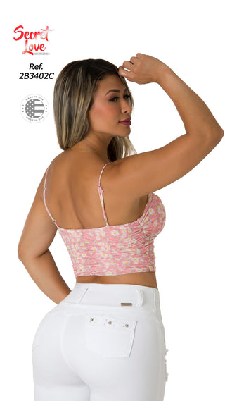 Blusa Floral Con Escote en V 2B3402C - Estampado