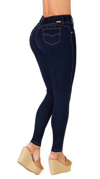 Iolanthe Jeans Skinny Levanta Cola Tiro Alto 4583P-B - Azul Oscuro