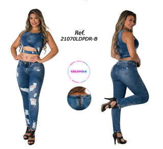 Fowler Jeans Levantacola Bota Recta 21070LDPDR-B - Azul Medio