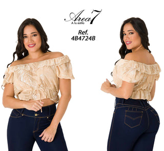 Blusa hombros  Descubiertos Manga Corta 4B4724B - Estampado