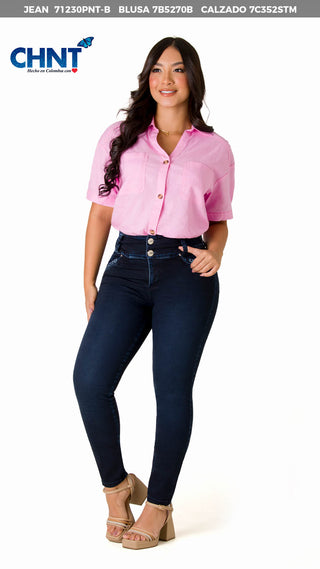Blusa Con Botones Delanteros 7B5270B - Rosado