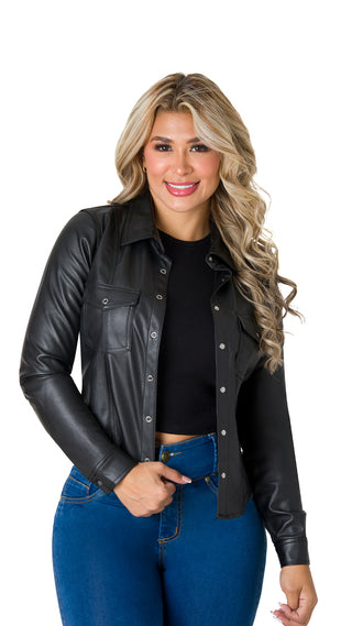 Chaqueta cuero sintetico 2B5622CH - Negro