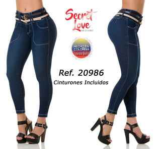 Everly Jeans Levantacola Bota Tobillero 20986PAT-N - Azul Oscuro