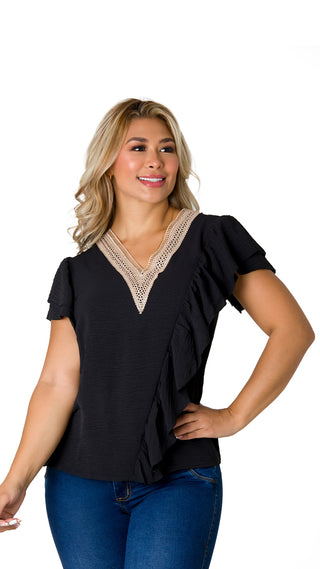 Blusa con boleros 2B5461B - Negro