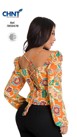 Blusa Estampada Manga Larga 7B5047B - Estampado