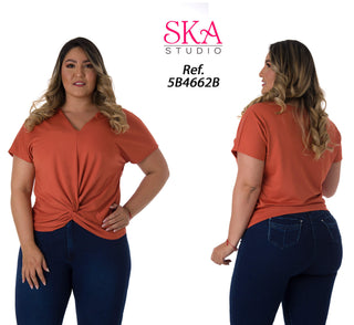 Blusa Con Recogido Frontal 5B4662B - Ladrillo