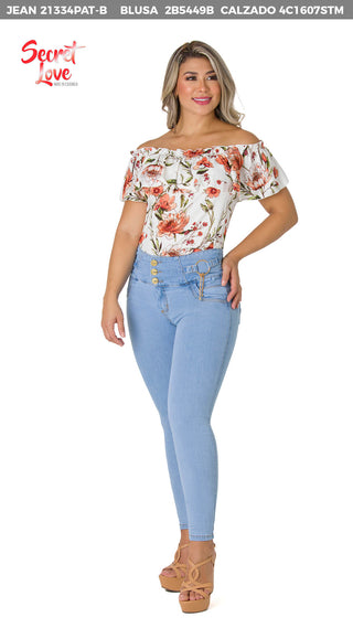 Blusa Floral Cuello Bandeja 2B5449B - Estampado