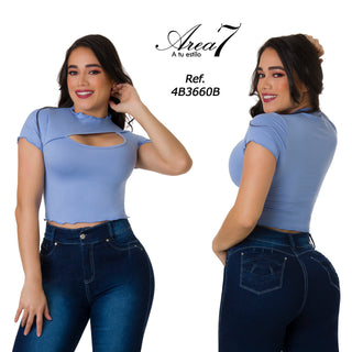 Blusa Manga Corta 4B3660B - Azul Claro