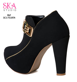 Botines tacÃ³n cono 5C1751BTA - Negro