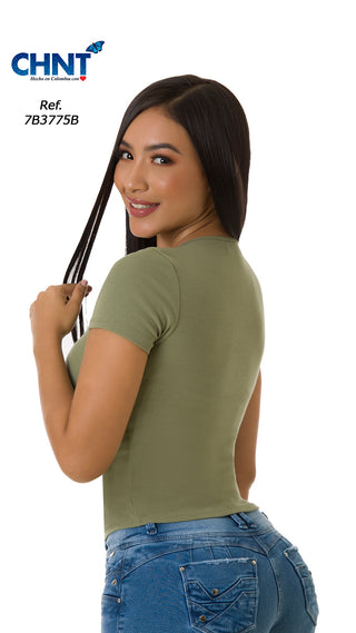 Blusa Con Cierre Delantero 7B3775B - Verde Oliva