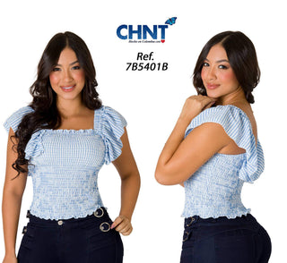 Blusa Enresortada 7B5401B - Azul Claro