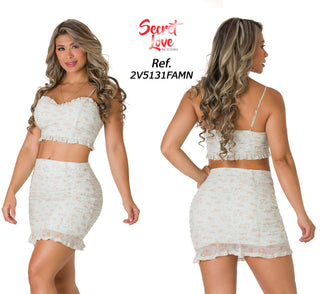 Set De Falda Con Top Cuello Corazón 2V5131FAMN - Estampado