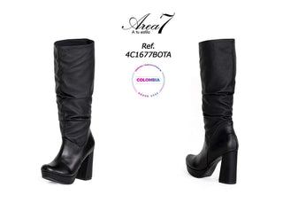 Botas De Tacon Bloque Drapeadas 4C1677BOTA - Negro