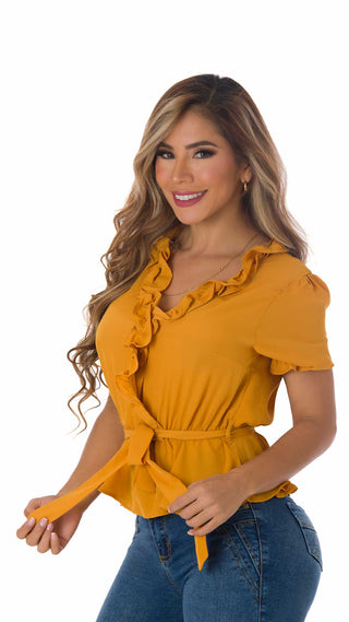 Blusa Manga Corta 2B4684B - Mostaza