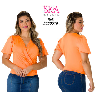 Blusa Cruzada De Manga Corta 5B5061B - Naranja