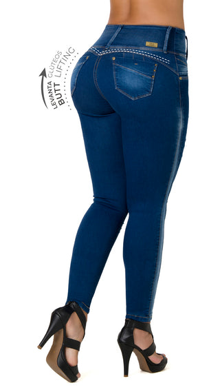 Gaye Jeans Levantacola Bota Skinny 52238DLPAP-B - Azul Oscuro