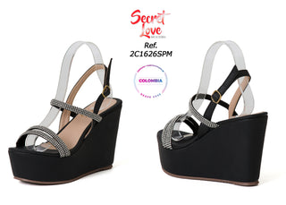 Sandalia De Plataforma Brillantes 2C1626SPM - Negro