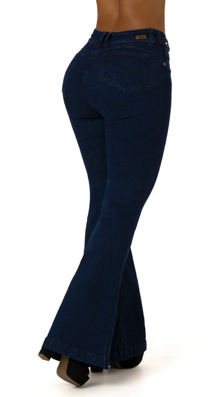 Helaina Jeans Levantacola Bota Campana 71056PDC-B - Azul Oscuro