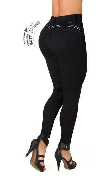 Jaida Jeans Skinny Levanta Cola Tiro Alto 4998P-B - Negro