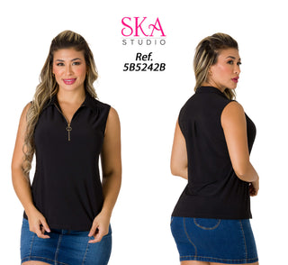 Blusa Con Cierre 5B5242B - Negro
