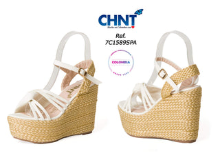 Sandalia Plataforma Tiras Suela En Yute 7C1589SPA - Blanco