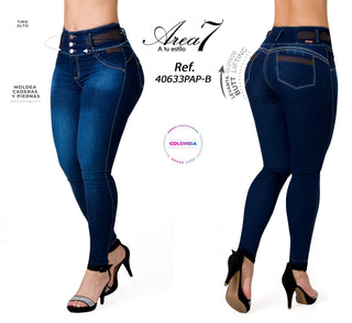 Jeans Levanta Cola Area7 40633PAP-B - Petroleo