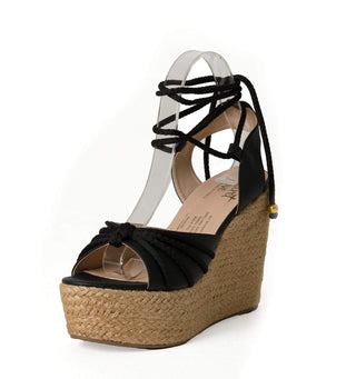 Sandalias Con Plataforma y Ajuste en Cordones 2C300SPM - Negro