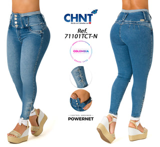 Happy Jeans Skinny Levanta Cola Tiro Alto 71101TCT-N - Azul Medio