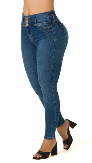 Heli Jeans Levantacola Bota Skinny 21235PAP-B  - Azul Medio