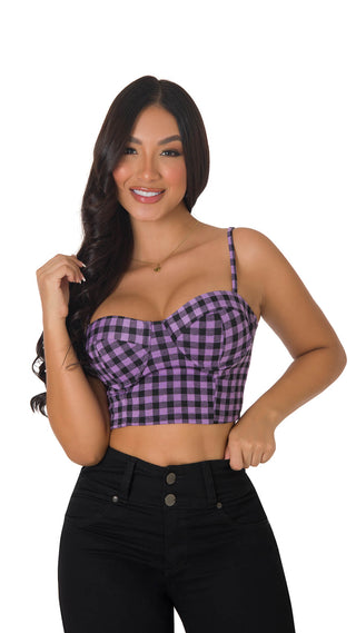 Blusa Estampada Con Escote Corazón 2B5064C - Morado