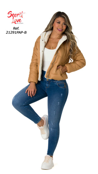 Jennilee Jeans Tiro Alto Levantacola Bota Skinny 21291PAP-B - Azul Medio