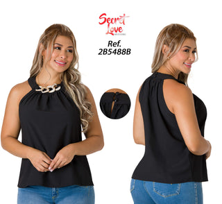 Blusa Cuello Halter Sin Mangas 2B5488B - Negro