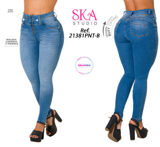 Jean Levanta Cola Skinny Secret Love 21381PNT-B - Azul Medio