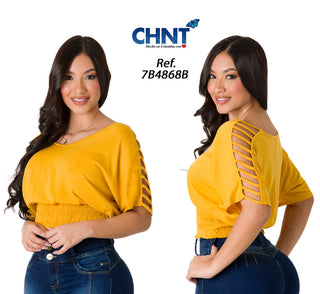 Blusa Con Manga En Escalera 7B4868B - Mostaza