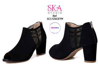 Botines con tacón grueso 5C1726CETM - Negro