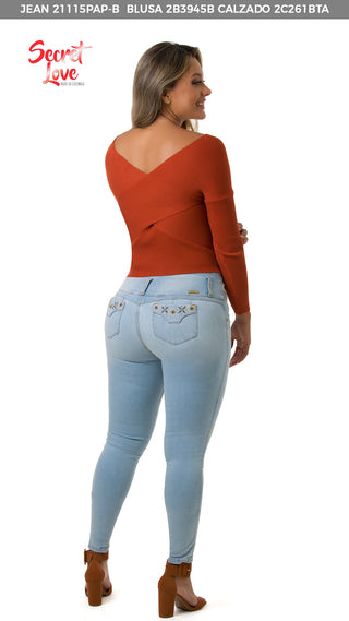 Greta Jeans Levantacola Bota Skinny 21115PAP-B - Azul Claro