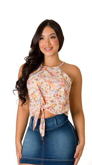 Blusa Halter Con Nudo  7B5386B - Estampado