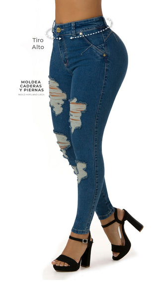 Harriette Jeans Levantacola Bota Skinny 71141DPDP-N - Azul Medio