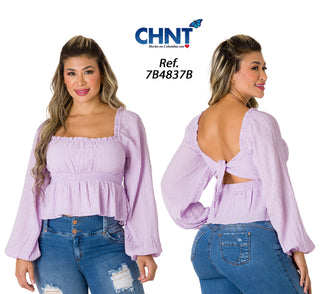  Blusa Manga Larga 7B4837B - Lila