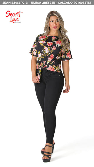 Blusa Floral Con Amarre Frontal 2B5378B - Estampado