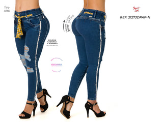 Jaquith Jeans Skinny Levanta Cola Tiro Alto 21273DPAP-N - Azul Oscuro