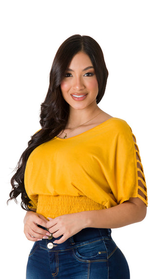 Blusa Con Manga En Escalera 7B4868B - Mostaza